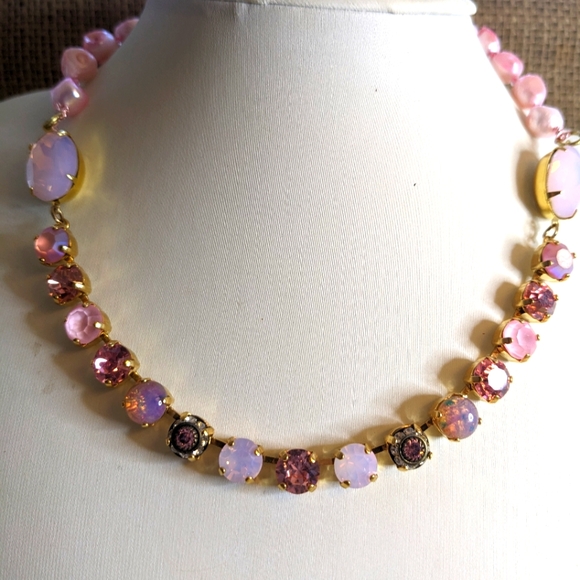 Pink Opal Blush Pearls Necklace in 14K Gold Plated- Stunning - Picture 8 of 8